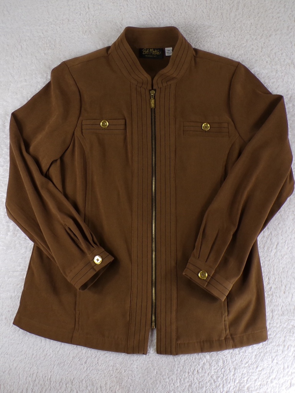 Bob Mackie Wearable Art Women's Jacket Brown Zip-Up Size M